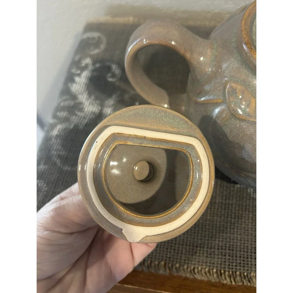 Stoneware Tea Pot Raised Design Fruit